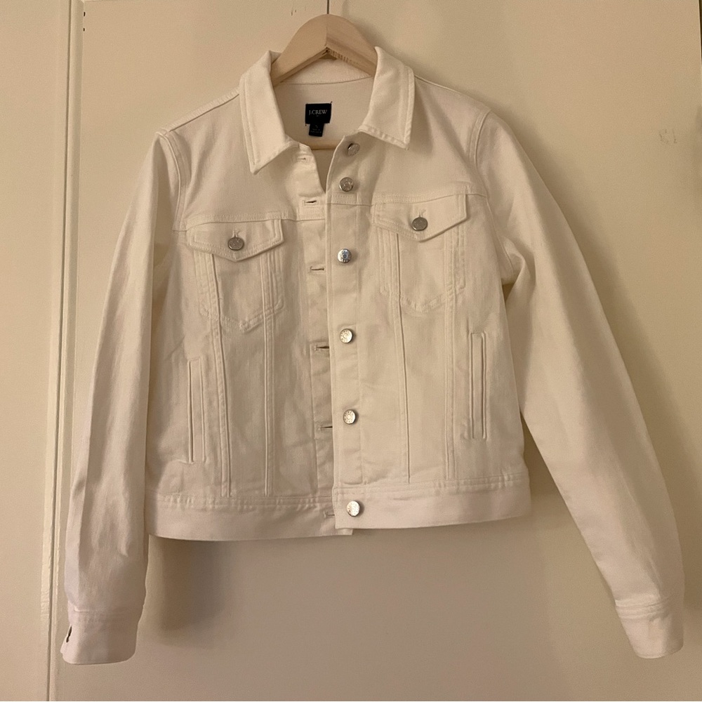 J. Crew Factory white denim jacket size S NWT